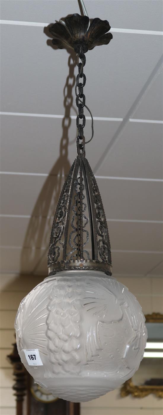 A Muller Fres glass ceiling light